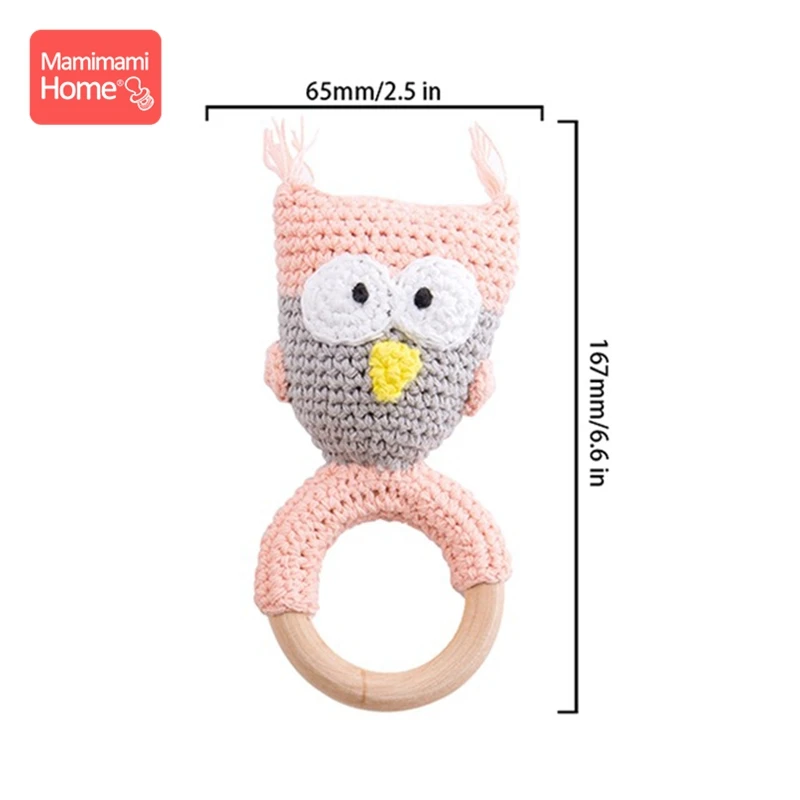 Owl Rattle Детский деревянный Прорезыватель крючком игрушки животных деревянные пустые грызуны олень погремушка пустышка зажим подвеска силиконовые бусины детские товары - Цвет: Owl Rattle