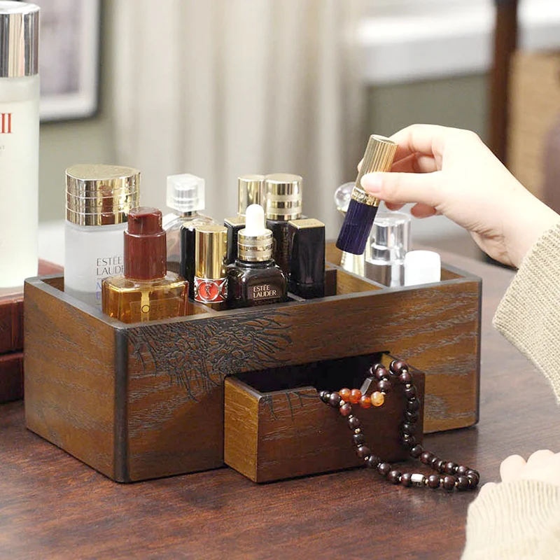 

Креативный Деревянный Комод для ухода за кожей, коробка для хранения косметики, большая коробка для хранения мусора