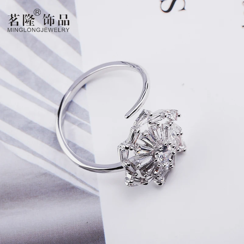 Открытое цветочное женское кольцо - регулируемое украшение для помолвки - женский подарок, упакованный в подарочный футляр - изменяемое 2020 года новинка - хорошо идет.