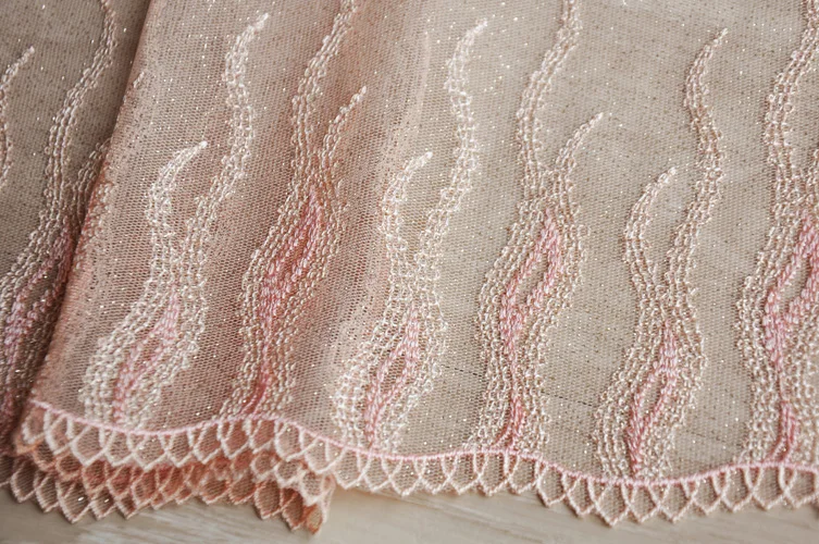 

3meter/pack 20cm/7.87'' Shiny Skin Color Mesh Embroidered Lace Trim Handmade Clothing Accessories X066