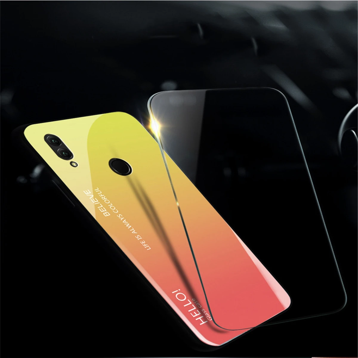 For Huawei Honor 8X 8C Max Case Soft Silicone Frame Gradient Color Hard Tempered Glass Cover 9X Pro | Мобильные телефоны и