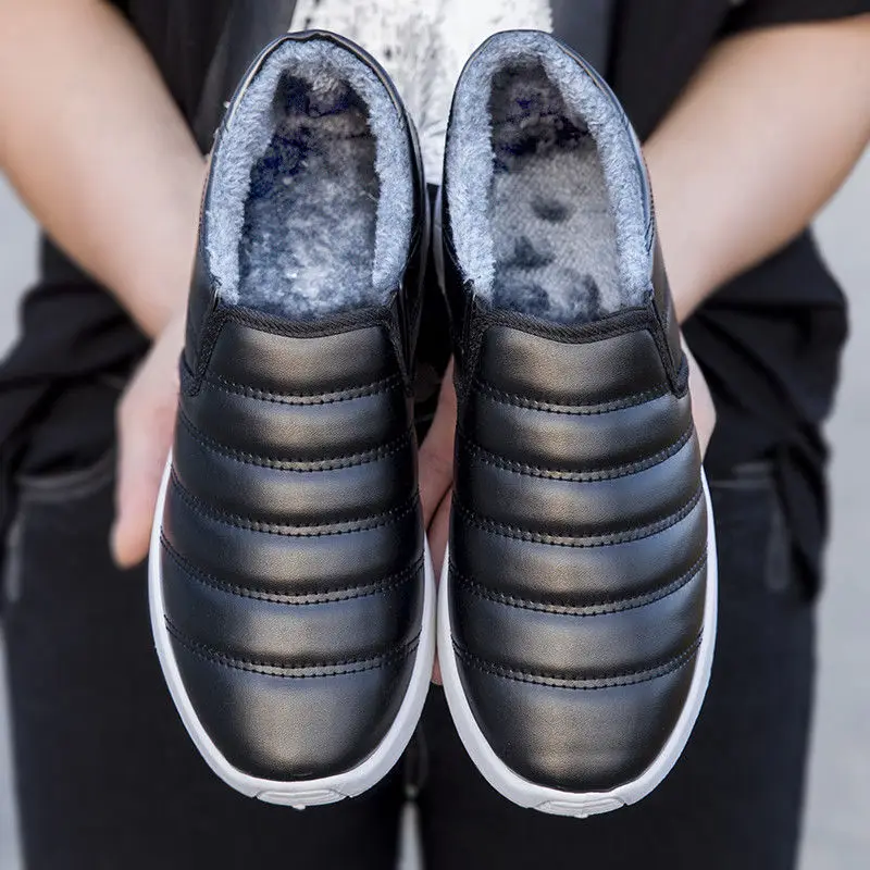 

Winter Plus Velvet Thickening Leather Waterproof Snow Boots Cotton Shoes Casual Shoes Warm Men's Shoes Leather Shoes Lazy Pedal