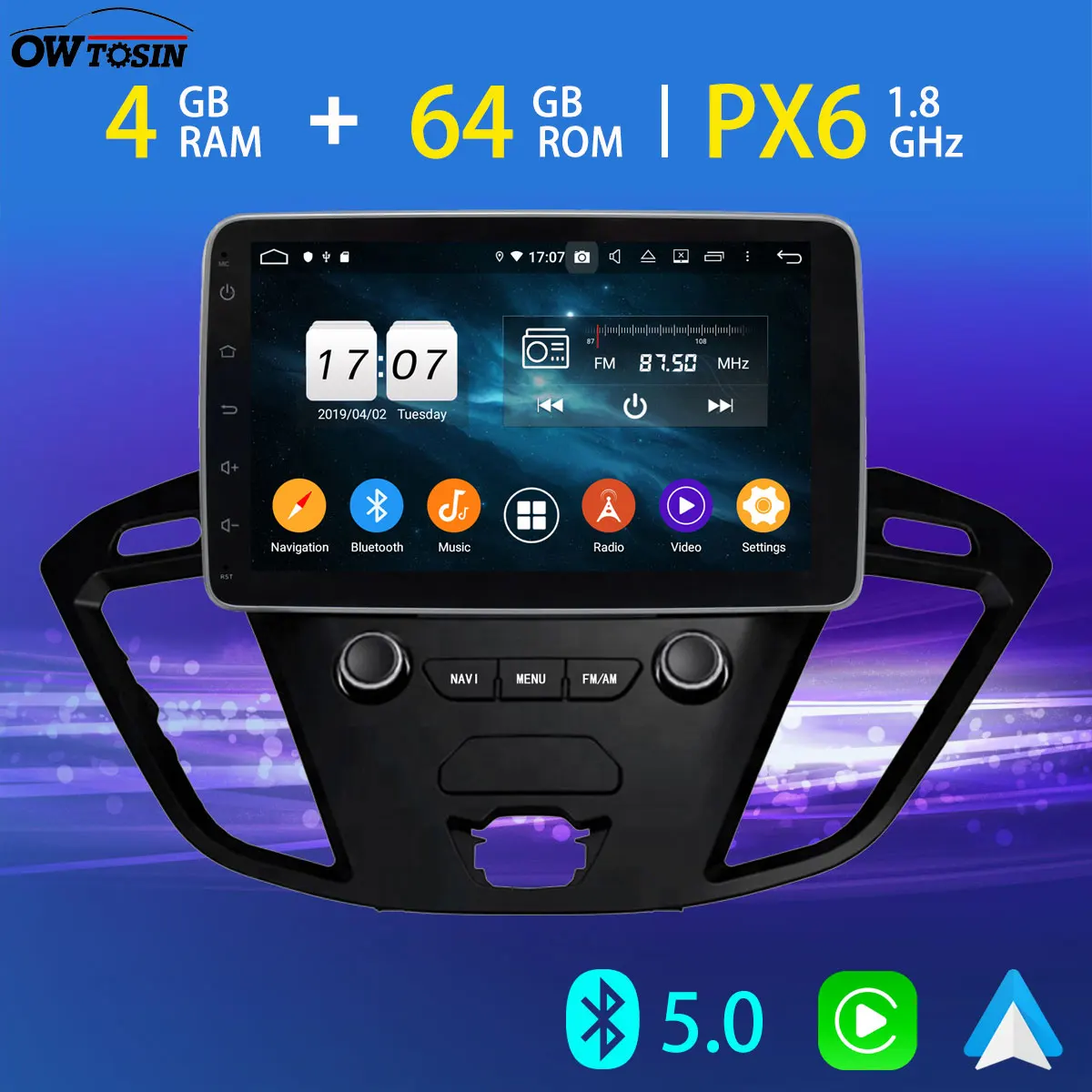 Автомобильный мультимедийный плеер PX6 Android 10 0 4 Гб + 64 ГБ для Ford Transit Tourneo на заказ 4G