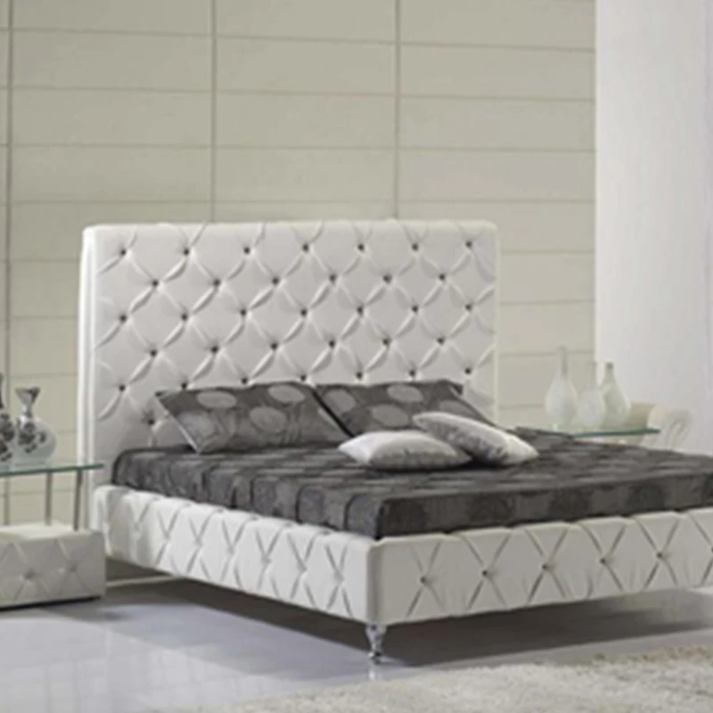 Настоящая современная кровать из натуральной кожи/мягкая кровать/двуспальная