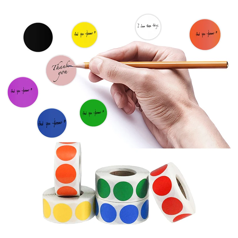 Chroma-etiquetas adhesivas de 1 pulgada para ni&ntilde;os, etiquetas adhesivas de colores, 500/rollo, para decoraci&oacute;n de juguetes, para profesores-2