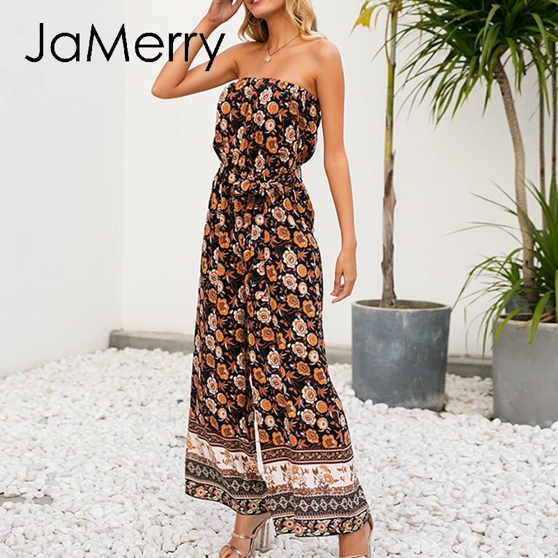 Женский Длинный комбинезон без бретелек JaMerry Свободный Повседневный с