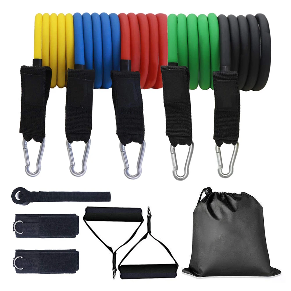 

11x Resistance Band TPE Elastic Pull Rope Home Gym Fitness Equipment Tool