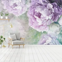 custom mural wallpaper 3d hand painted watercolor purple flowers wall painting living room bedroom romantic papel de parede 3 d