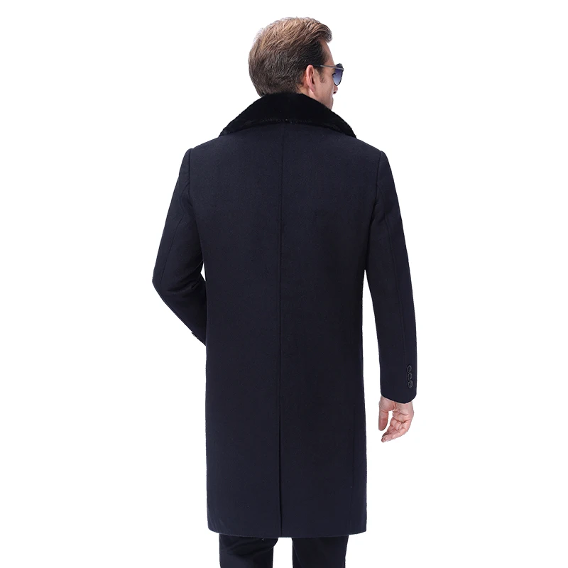 2021 Мужское шерстяное пальто Зимнее длинное Кашемировое Теплое кашемир бушлат