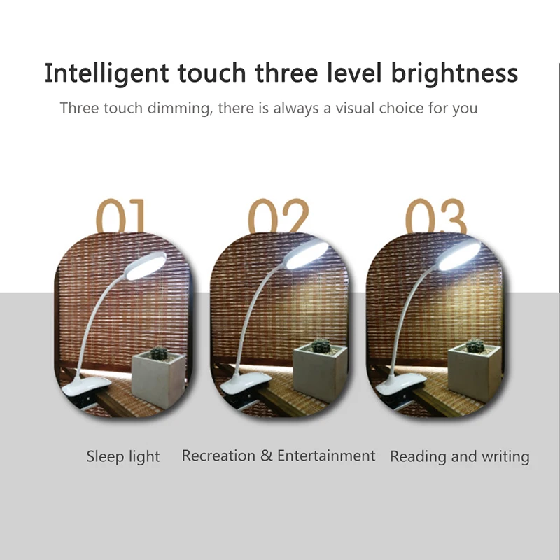 

LED Desk Lamp Portable Dimmable Touch Table Lamp 5V USB Powered Table Light Eye-Catching Night Light Touch Dimming Foldable Lamp