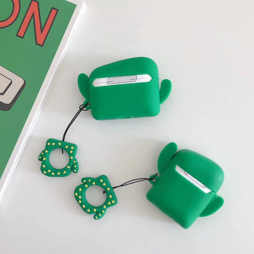 Мягкий силиконовый чехол для наушников Airpods Pro с принтом &quotкактус&quot |