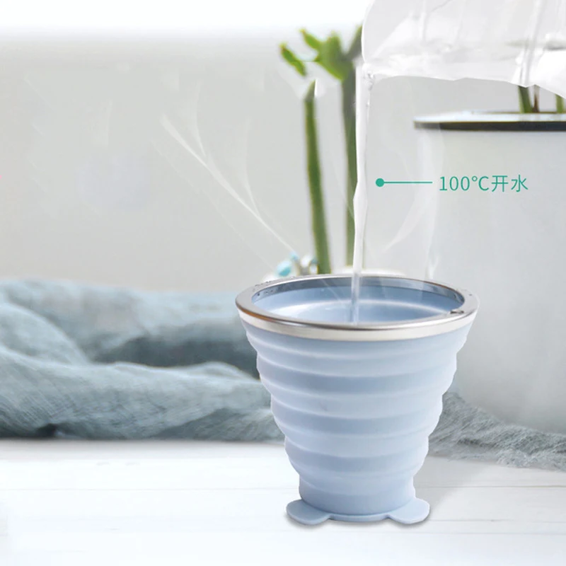 Складной стакан 270 мл BPA FREE Продовольственный класс Вода Путешествия Силиконовые Складные Цветные Портативные Уличные Кофейные Стаканчики.