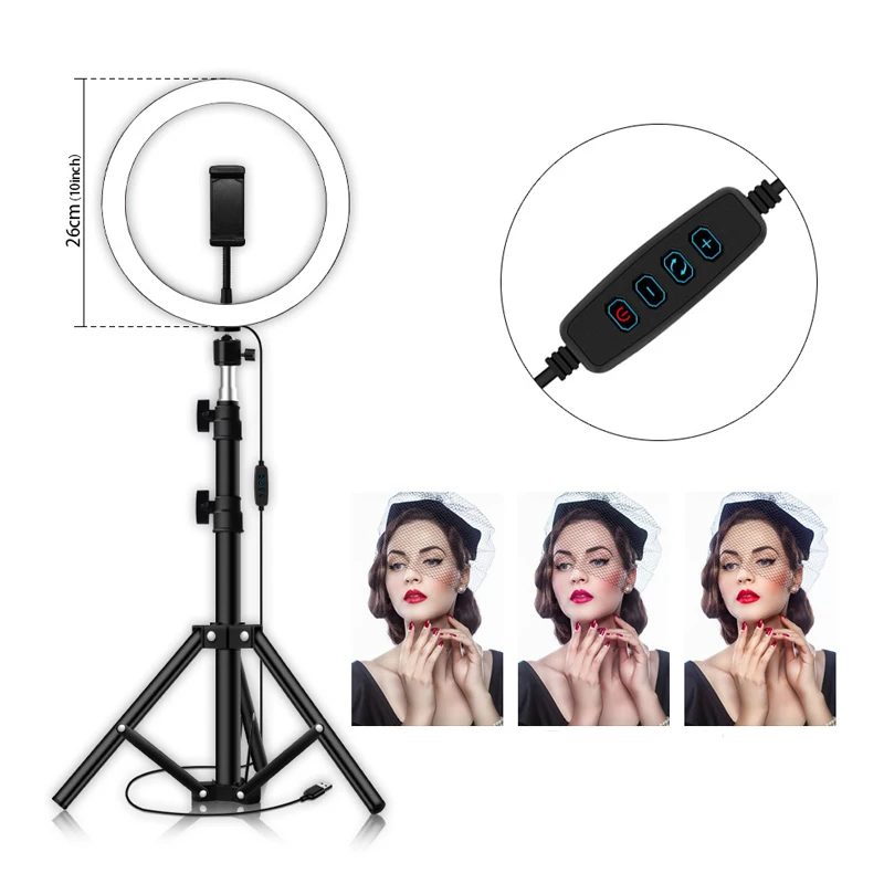 10 дюймов 26 см регулируемое светодиодное кольцо для селфи студийной фотосъемки