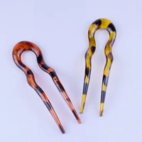 1pc french style acetate hair stick u shaped hairpin metal hair pin hair fork for women girls hair styling tools hair accessory