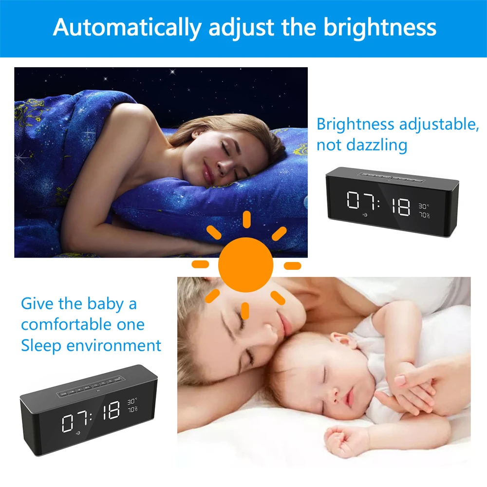 Новый беспроводной будильник BT домашний перезаряжаемый мини-дисплей TF карта FM