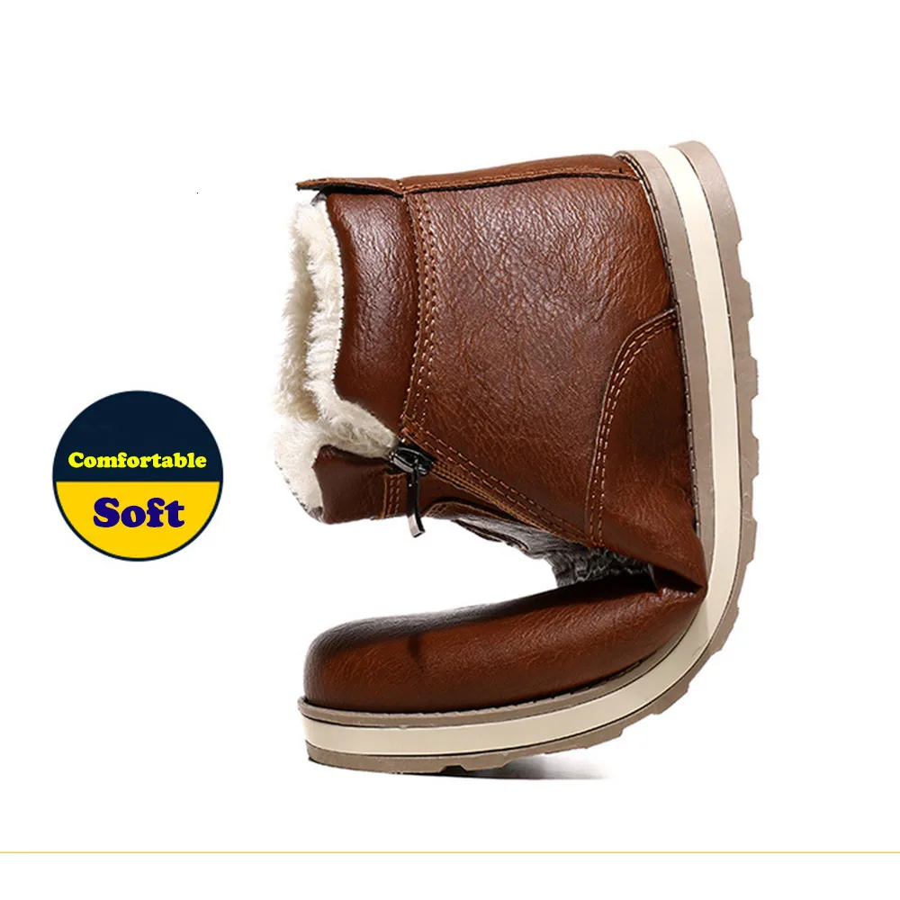 Winter Boots Men 2019 Warm Snow Casual Plush Zipper Shoes Slip On Fur #G3 | Обувь
