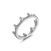 silver plated enchanted crown stackable ring retro transparent crown elegant girl party ring anniversary christmas gift