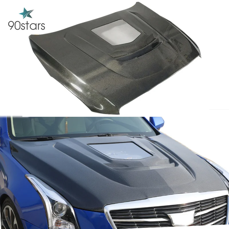 

Передняя прозрачная крышка капота двигателя из углеродного волокна для Cadillac ATS 2014, 2015, 2016, 2017 +, комплект аксессуаров для автомобиля