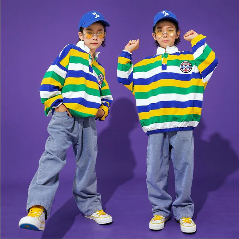 Детская одежда для карнавала в стиле хип хоп свободная танцевальная зеленая