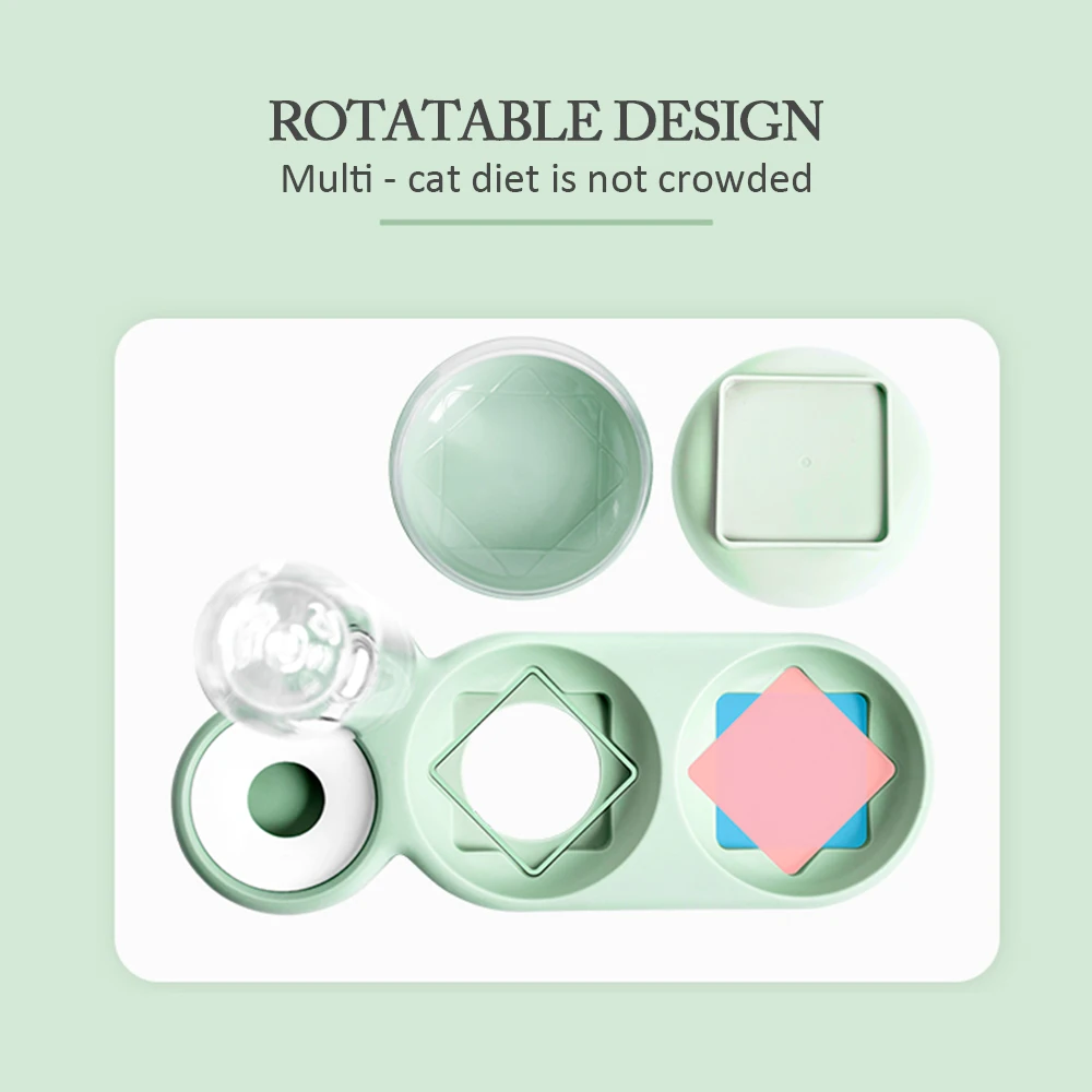 

Automatic Pet Feeder 500ml Water Bottle Rotatable Food Bowl Cat Dog Drinking Raised Stand Dish Pet ABS Food Dispenser