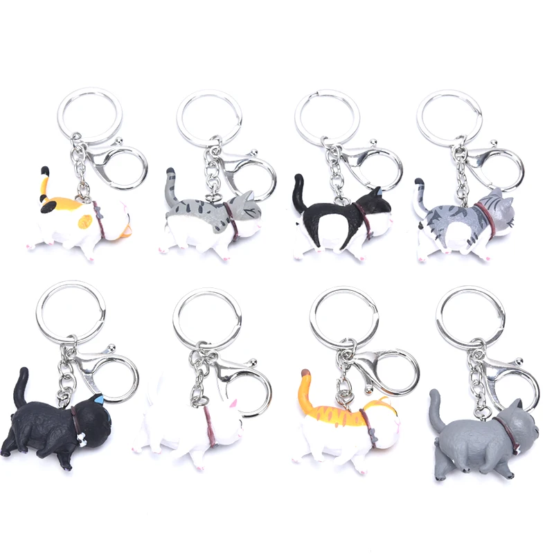 

Fashion Cute Cartoon Cat Pendant Key Rings Kitten Cat Key Chain Shake Head Car Bag Keychains Creative Car Gift