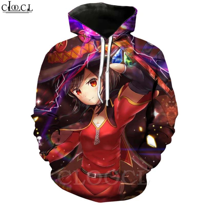 Классическая аниме девушка Megumin Konosuba толстовки с 3D принтом для мужчин и женщин