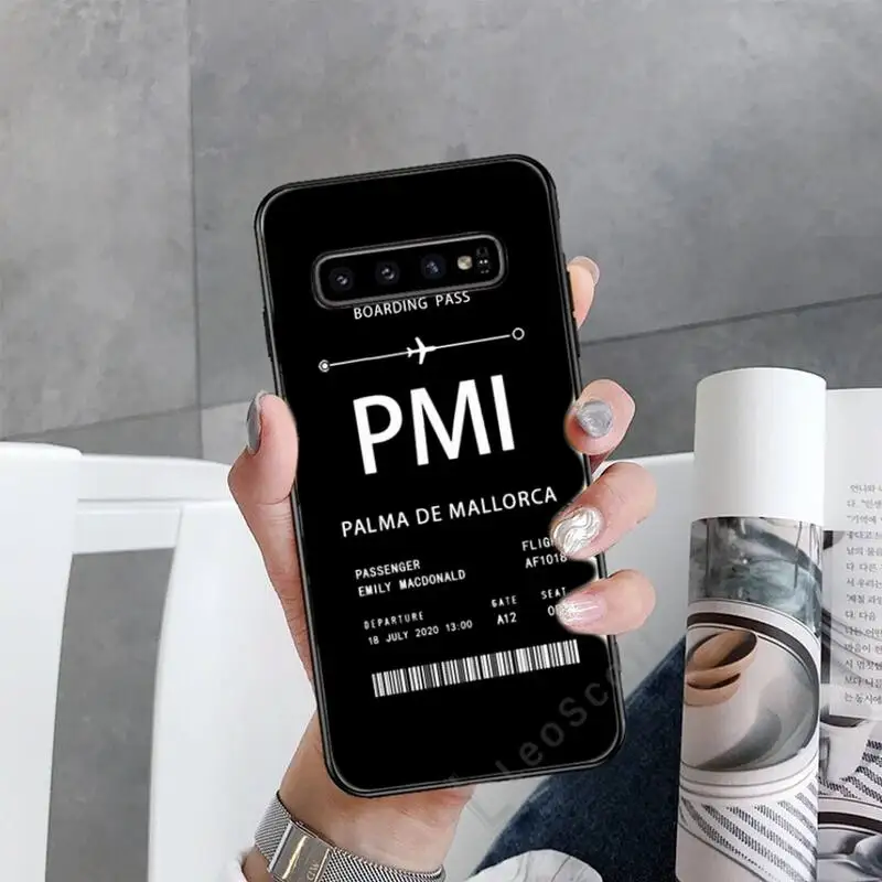 

Personalised Plane Ticket Phone Case For Samsung galaxy S 7 8 9 10 20 edge A 6 10 20 30 50 51 70 note 10 plus