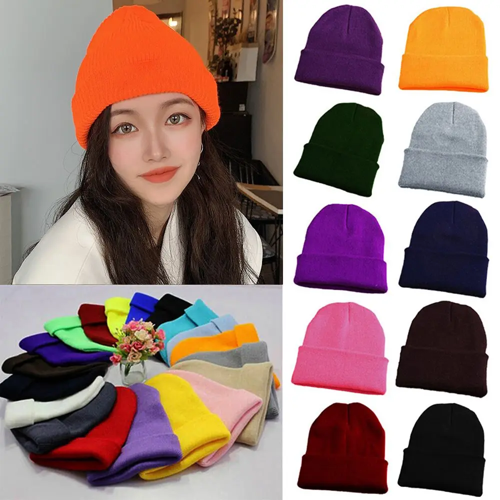 

18 Colors New Ladies Casual Cap Woman/Men Warmer Bonnet Winter Autumn Hats Female Beanie Caps Knitted Beanies