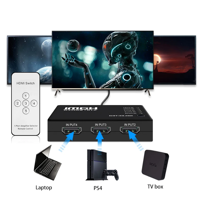HDMI концентратор с 5 портами 1080P переключатель|Кабели HDMI| |