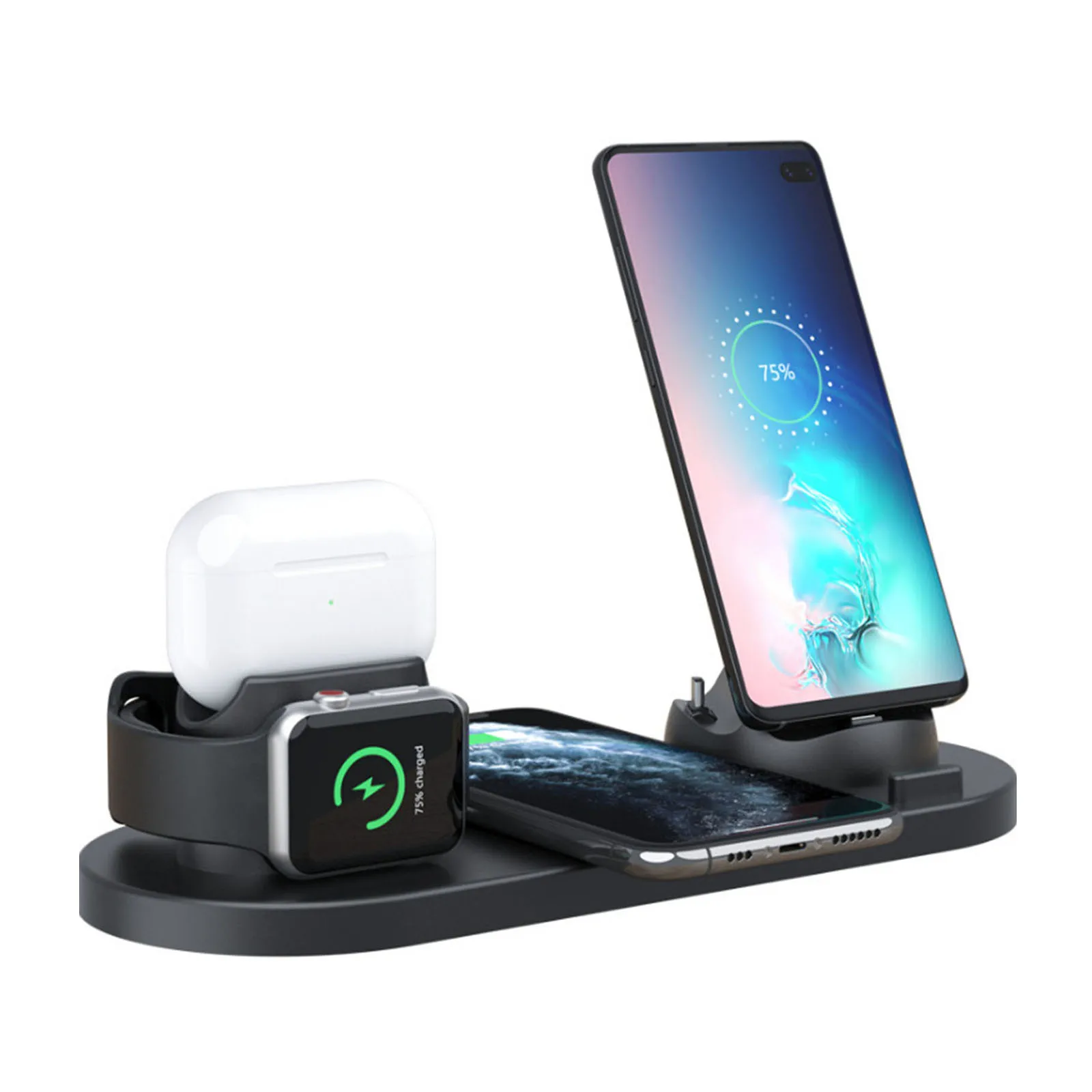 DC5V-1A 6-In-1 Portable Wireless Charger Multi-Function Quick Multi-Device Charging Dock For Home Office | Электроника