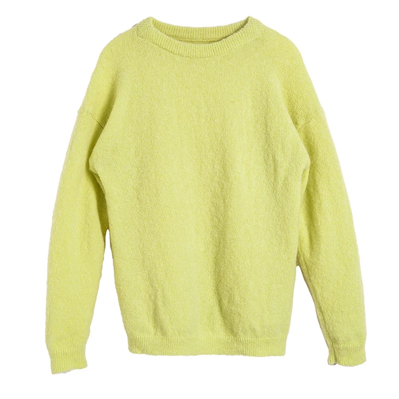 

DEAT 2021 Spring And Autumn Fashion Casual Long Sleeve Solid Color O Neck Loose Mohair Wool Sweater Top Women SL649