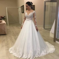 long sleeves amazing open back lace wedding dress 2021 bow wedding gown bridal dresses robe