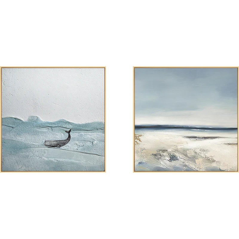 

Modern Minimalist Nordic Blue Abstract Decorative Painting Sofa Background Wall Hanging Painting Square Mural