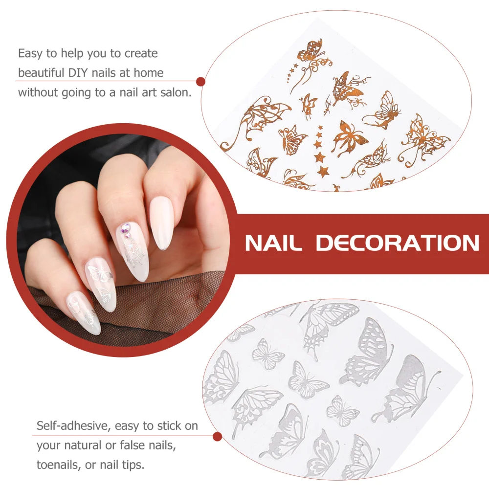 

8 Sheets Nail Decal Prime Sturdy Butterflies Nail Stickers DIY Nail Stickers for Home Shop