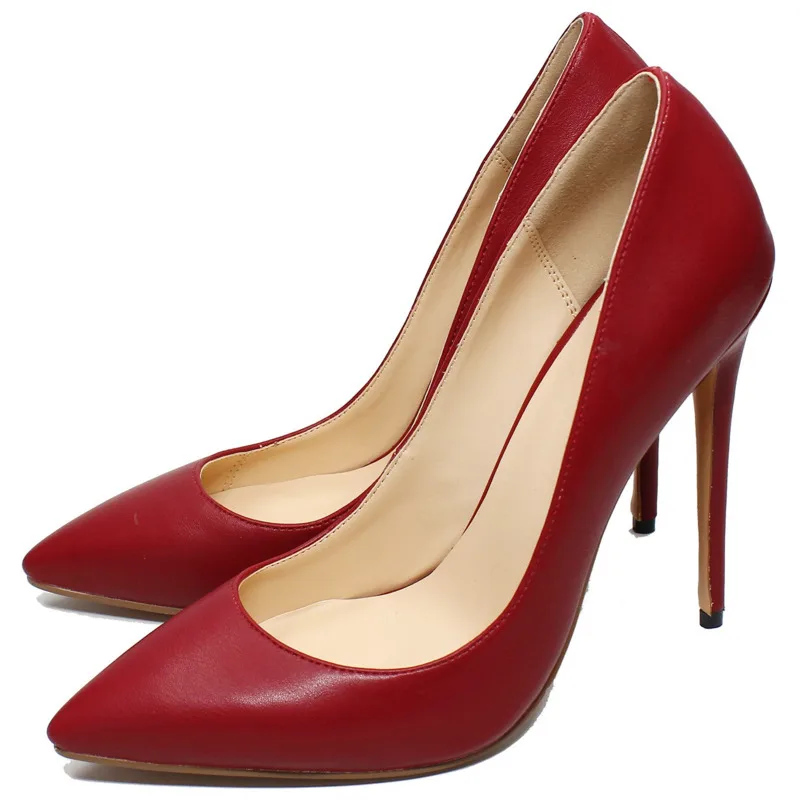 

New Sexy Thin Heels Pumps Women's Pointed Toe Red Wedding Party Dress Pumps OL Concise Office Shoes 8.5CM Heels