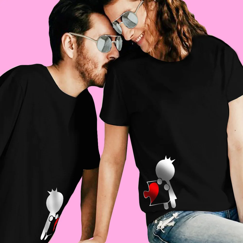 QIM 2019 модная Одинаковая одежда для пар красивая футболка с принтом женщин и