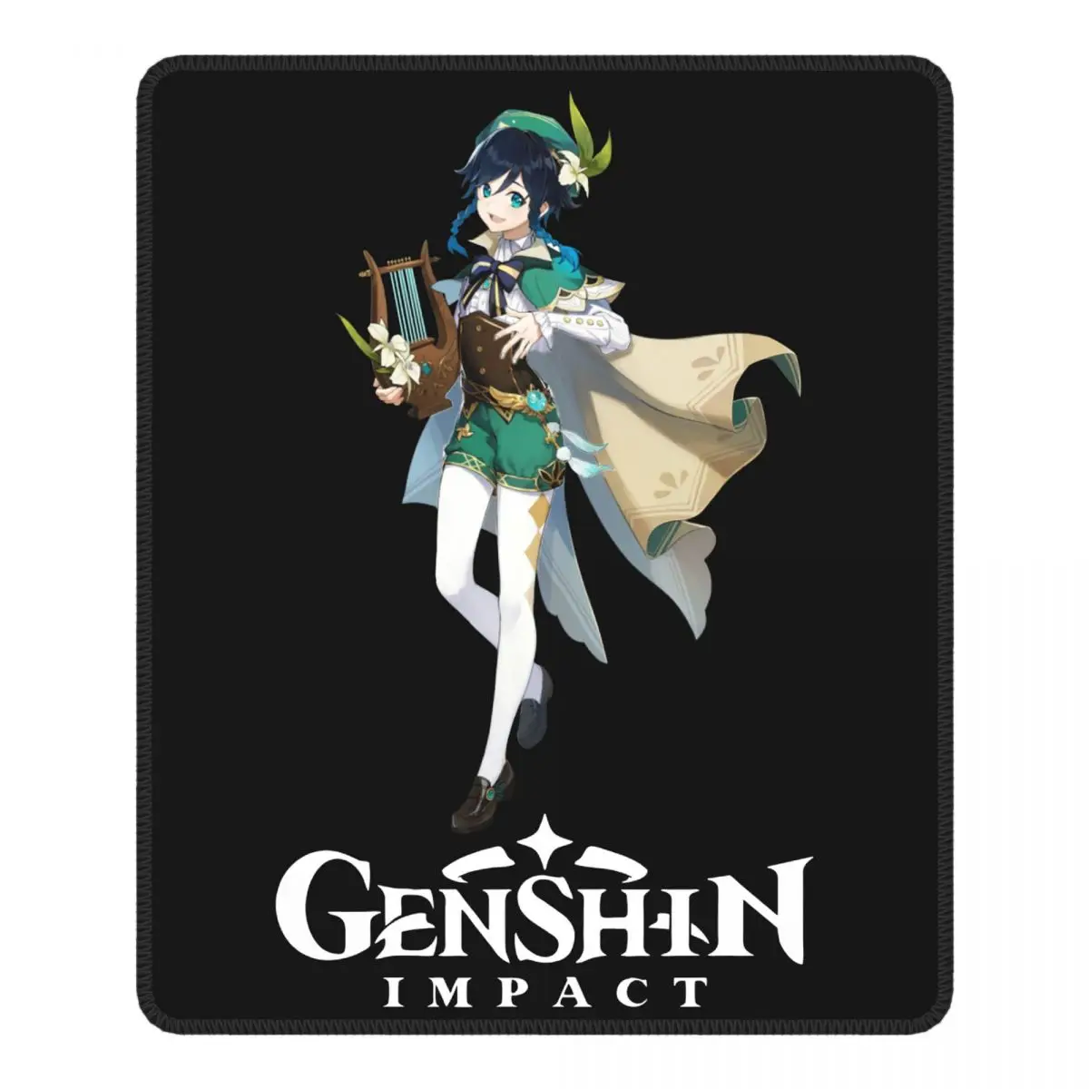 

Удивительный Аниме Коврик для мыши Venti Genshin Impact Paimon Game с фиксирующими краями, мягкий коврик из натурального каучука, Настольный коврик для ко...