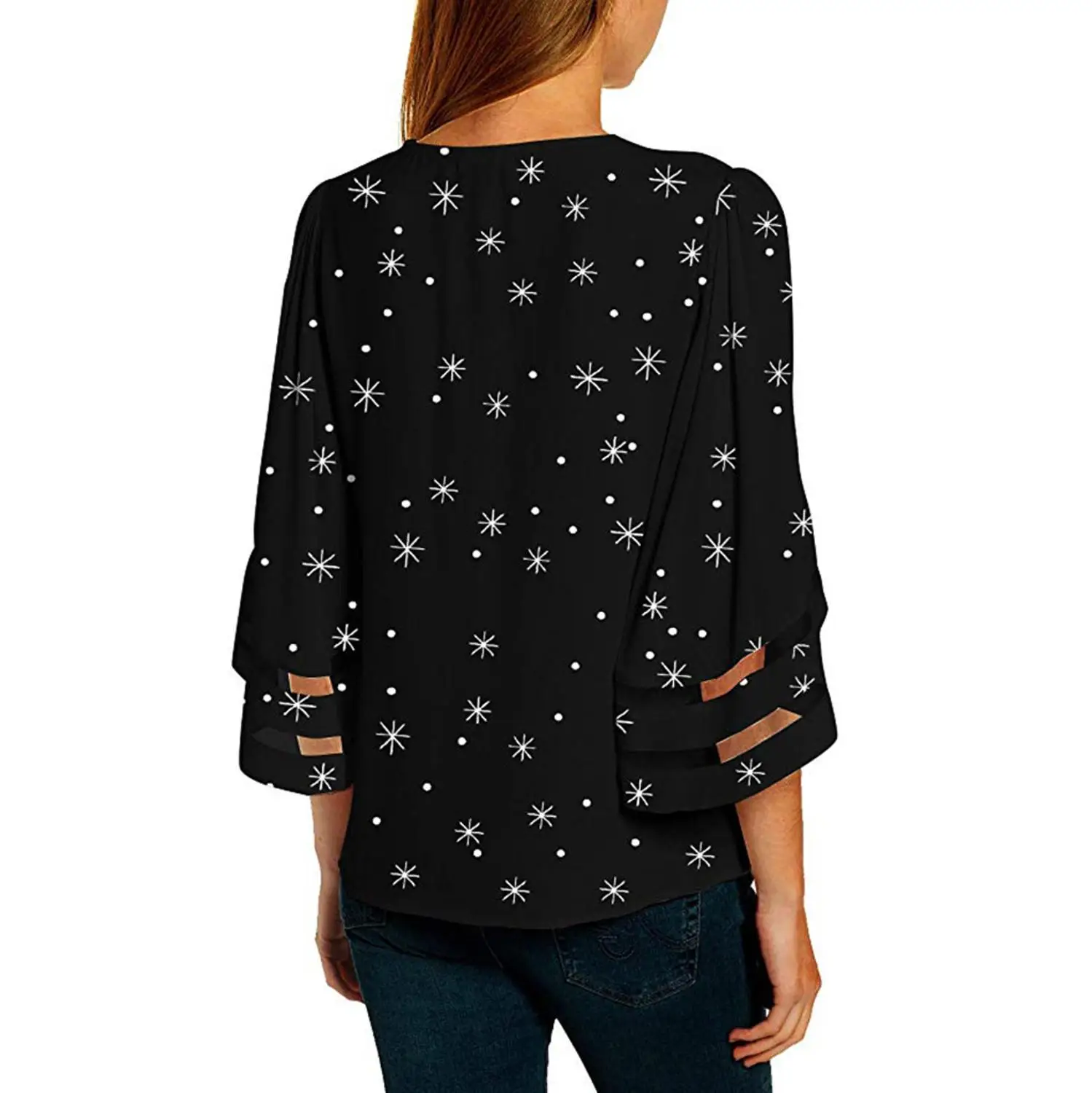 Женская рубашка женские топы Блуза женская Рождественская новинка черный