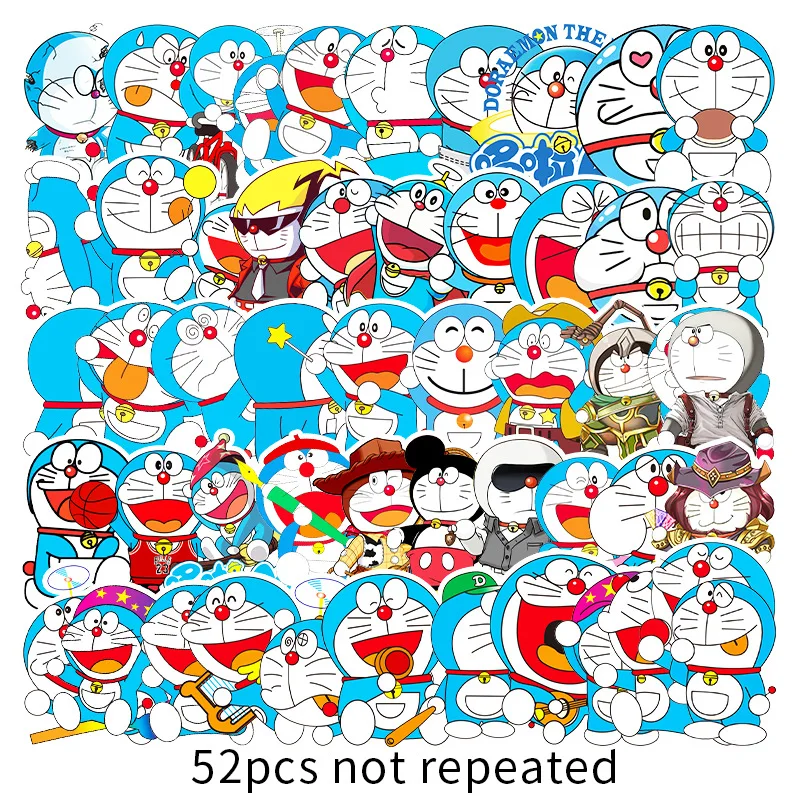 

52PCS Cartoon Anime Doraemon Cute Deco Stickers Waterproof Skateboard Guitar Computer Graffiti Sticker Kids Toy Christmas Gift