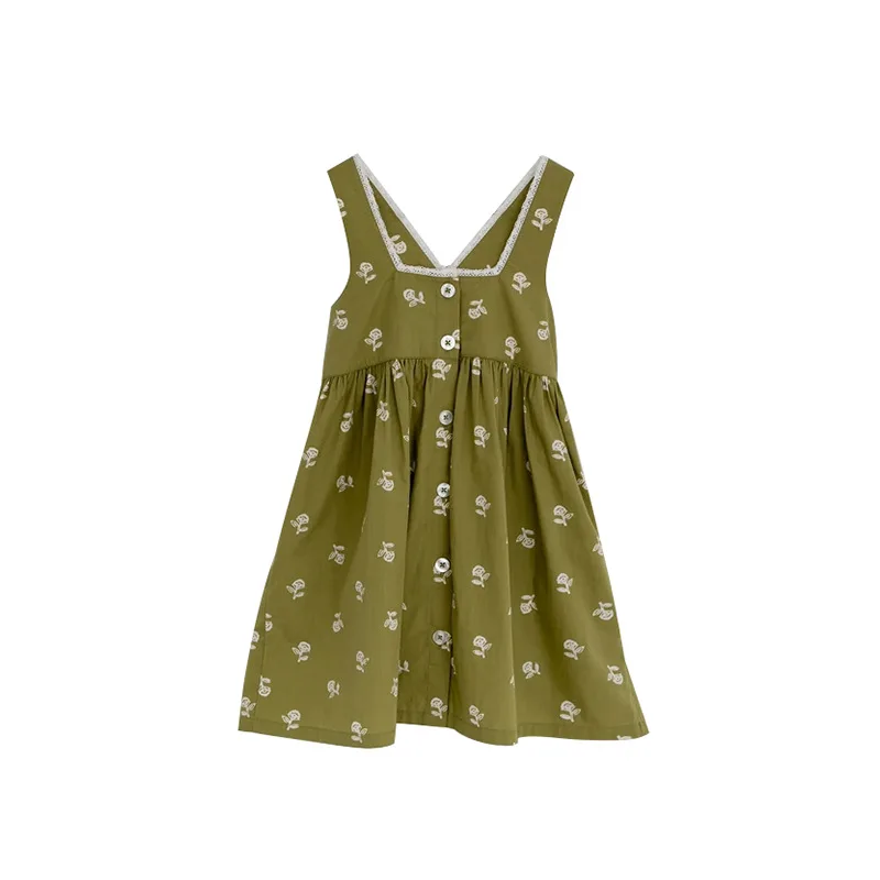 

LC 2021 new girls spring floral skirt fashionable children's vest dress summer baby lace princess dress