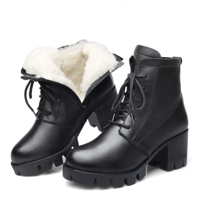 Женские сапоги из натуральной кожи модель 2019 года теплые зимние на высоком
