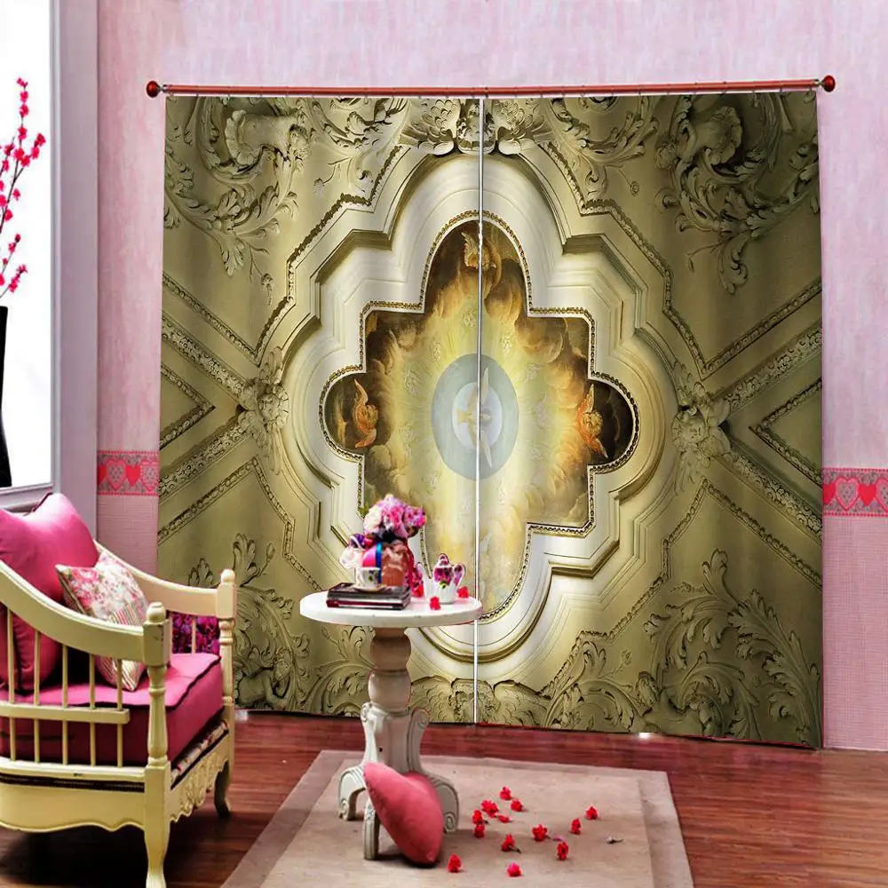 Европейский стиль рисунок ангела фото Затемненные занавески на окно для