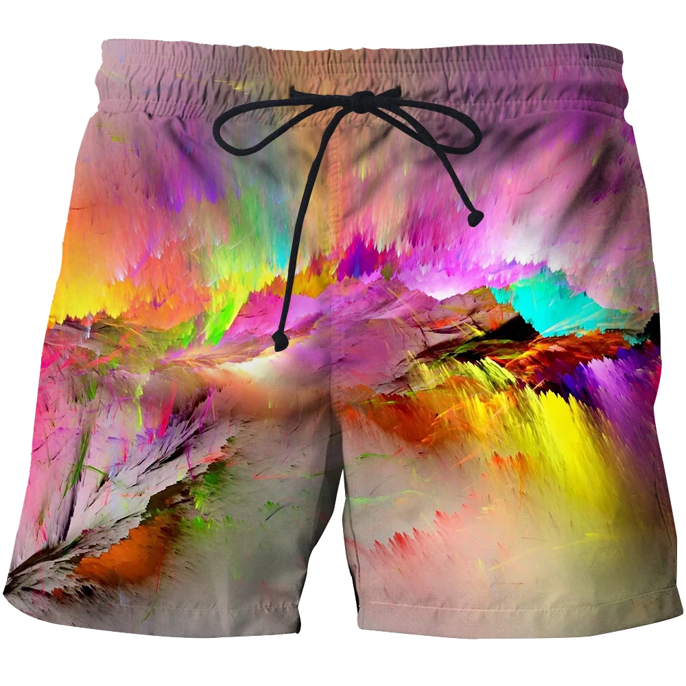 

2021 summer new swimming shorts 3D artistic personality printing mens beach pants loose sports quick-drying swimming trunks men