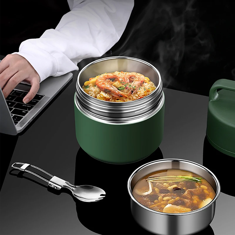 Ланч-бокс из нержавеющей стали 1300 мл с ложкой | Дом и сад