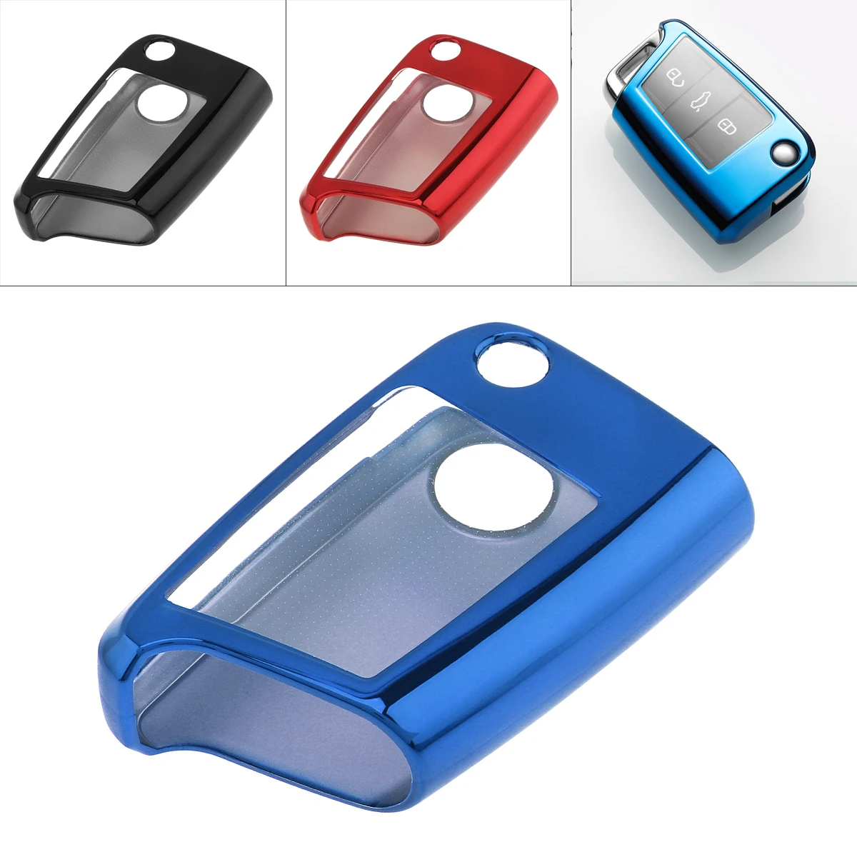 

TPU 3 Colors Folding Car Key Case Protector Holder-Volkswagen Fit for Golf 7 MK7 Seat Ibiza Leon FR2 Altea-Aztec-Skoda-Octavia