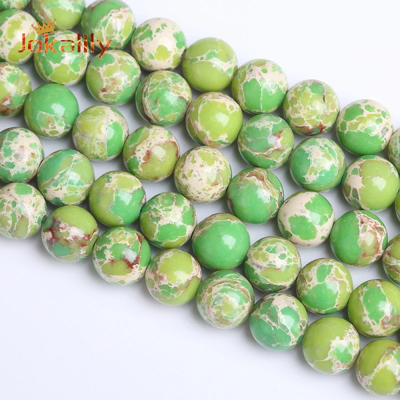 

Natural Green Sea Sediment Stone Beads Emperor Jaspers Round Loose Beads for Jewelry Making Diy Bracelets Necklace 6 8 10mm 15''