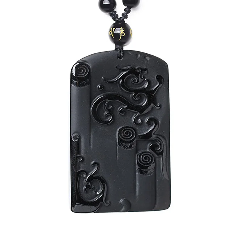 Прямая поставка натуральный черный дракон из обсидиана амулет подвески Дракон и