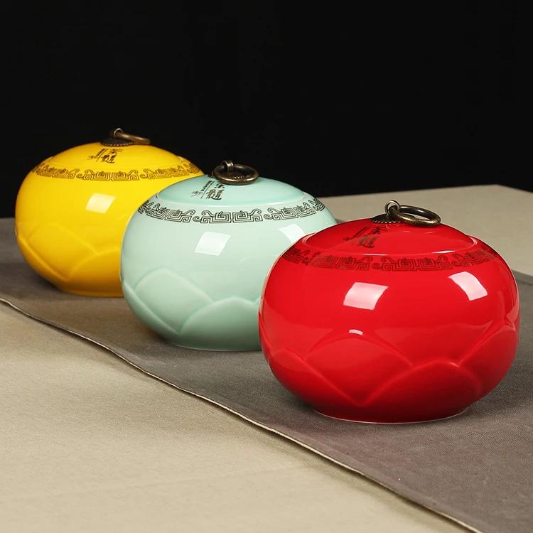 

Ceramic Tea Pot, Red Glaze, Yellow Glaze, Pu Er Pot, Sealed Jar, Teacaddy, Tea Tank, Special Offer