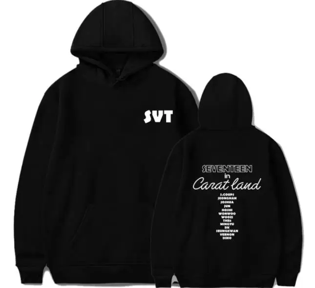 

New arrival kpop seventeen in cart land all member names printing hoodies unisex pullover fleece sweatshirt