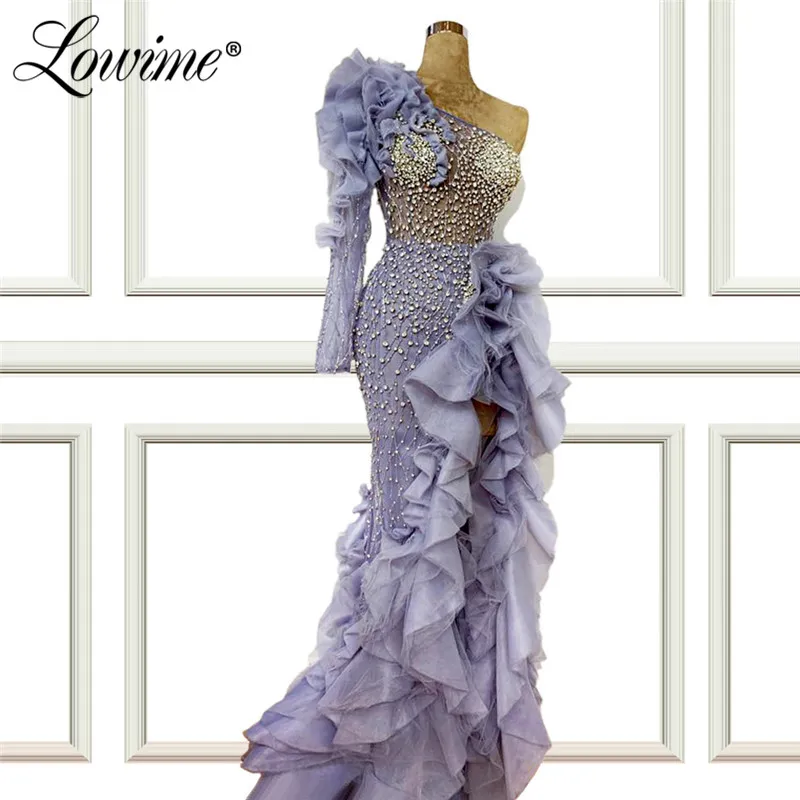 Женское вечернее платье с юбкой-годе бальное одним рукавом для выпускного вечера